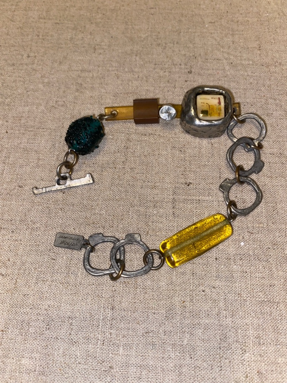 Anne Marie Chagnon Metalwork / glass Bracelet